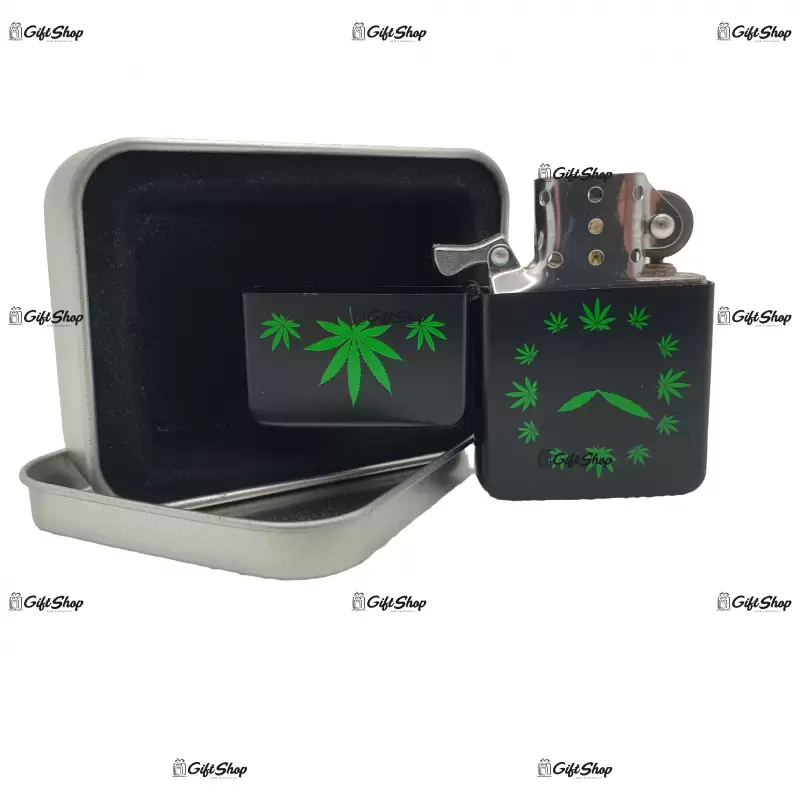 Marijuana black, bricheta gen zippo metalica model 3